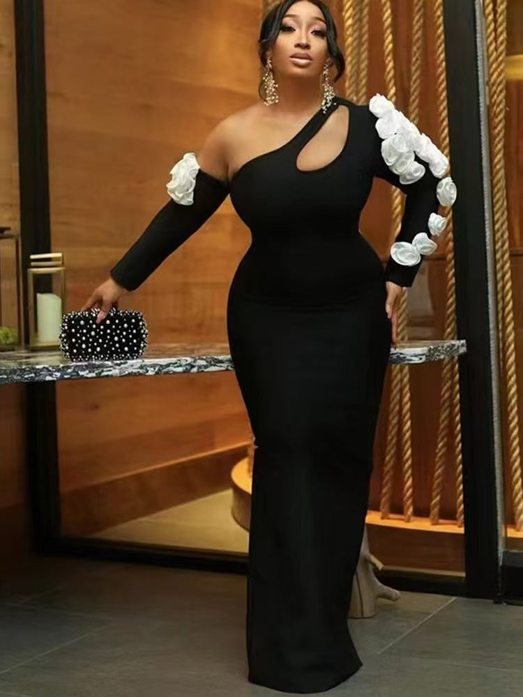 Off-Shoulder Floral Bodycon Maxi Dress