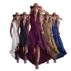 Zip-Front A-Line Maxi Dress, Ruffle Hem