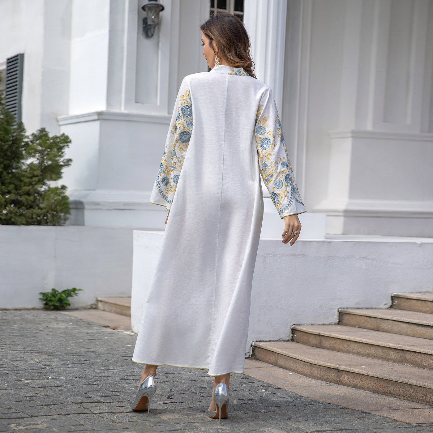 Embroidered Evening Maxi Dress