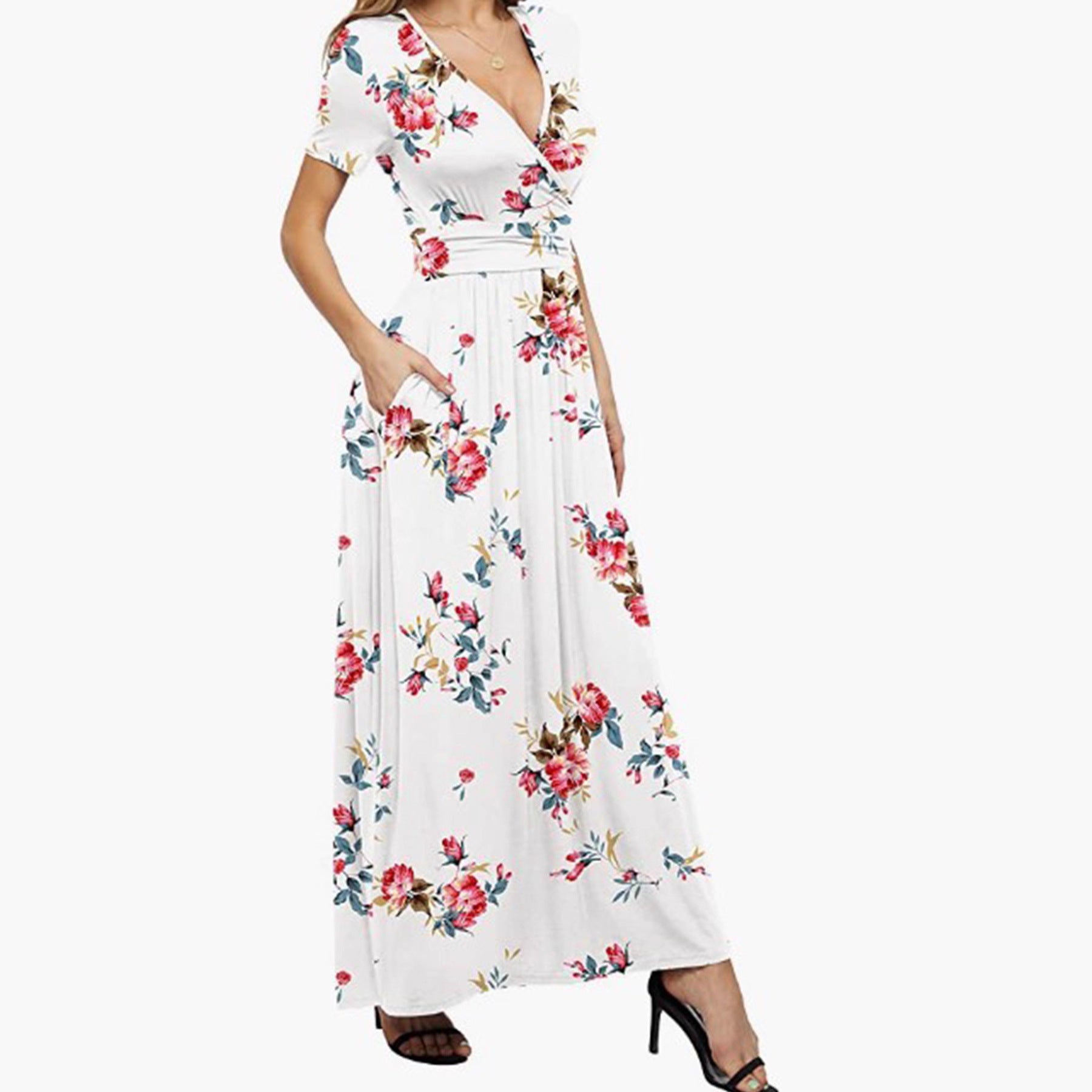 V-Neck Wrap Maxi Dress for women with a V neck design Main image