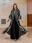 Embroidered Mesh Stand-Collar Maxi Dress
