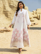 Embroidered Rhinestone Knit Maxi Dress