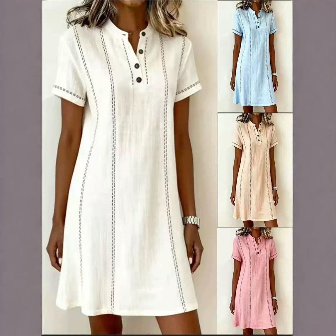 Button-Up Collared Midi Dress