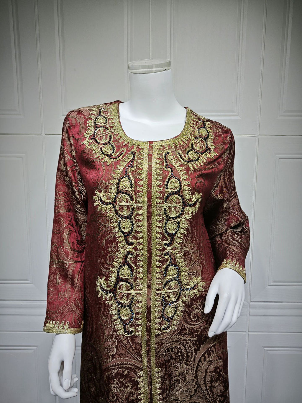 Lace-Up Kaftan Maxi Dress