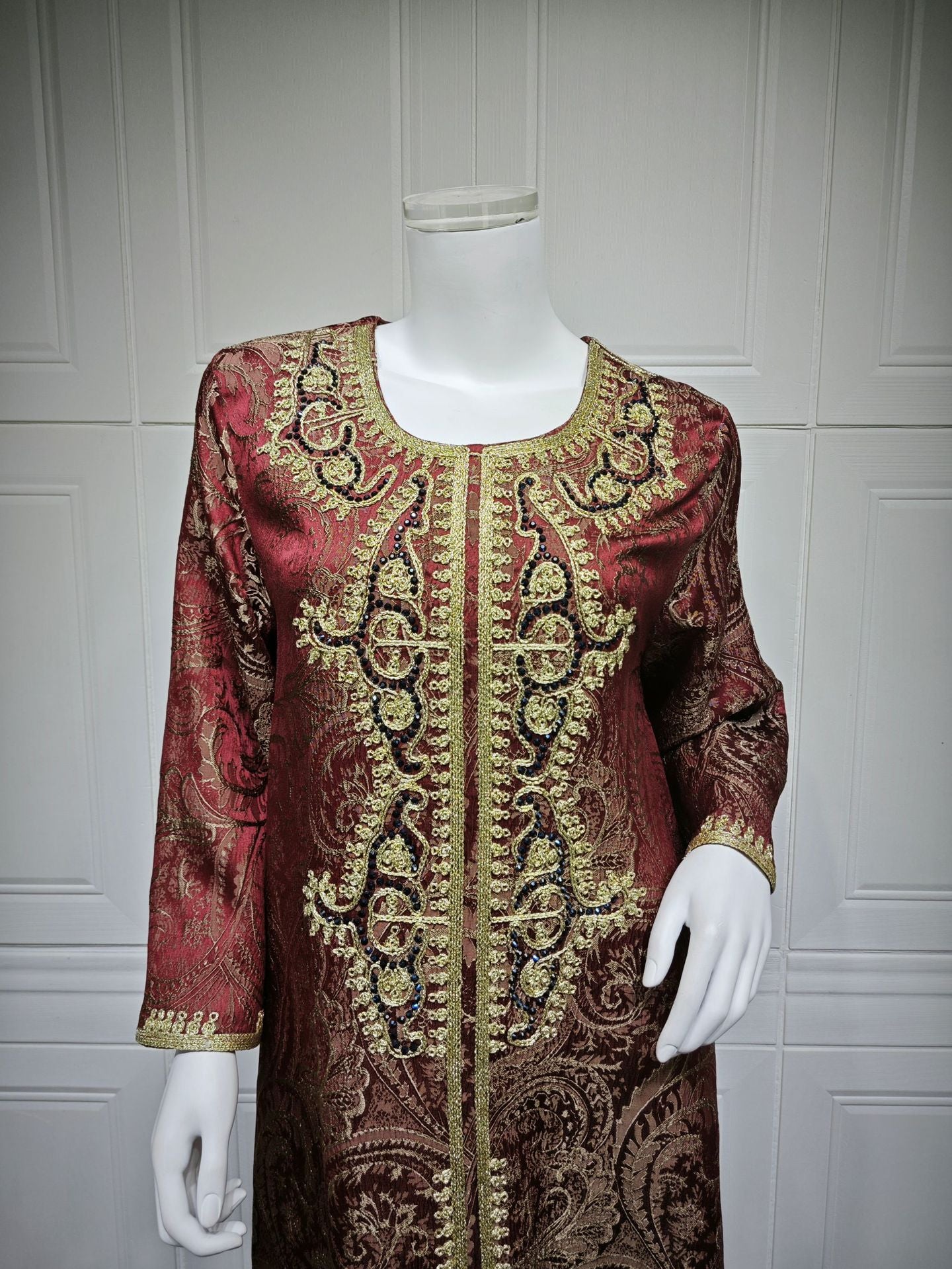 Lace-Up Kaftan Maxi Dress
