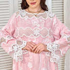 Round-Neck Lace Long-Sleeve Maxi Dress