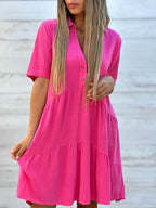 V-Neck Short-Sleeve Midi Dress