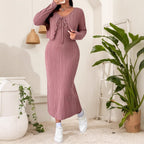 Belted Dress and Jacket Two-Piece Set for Women, Plus Size