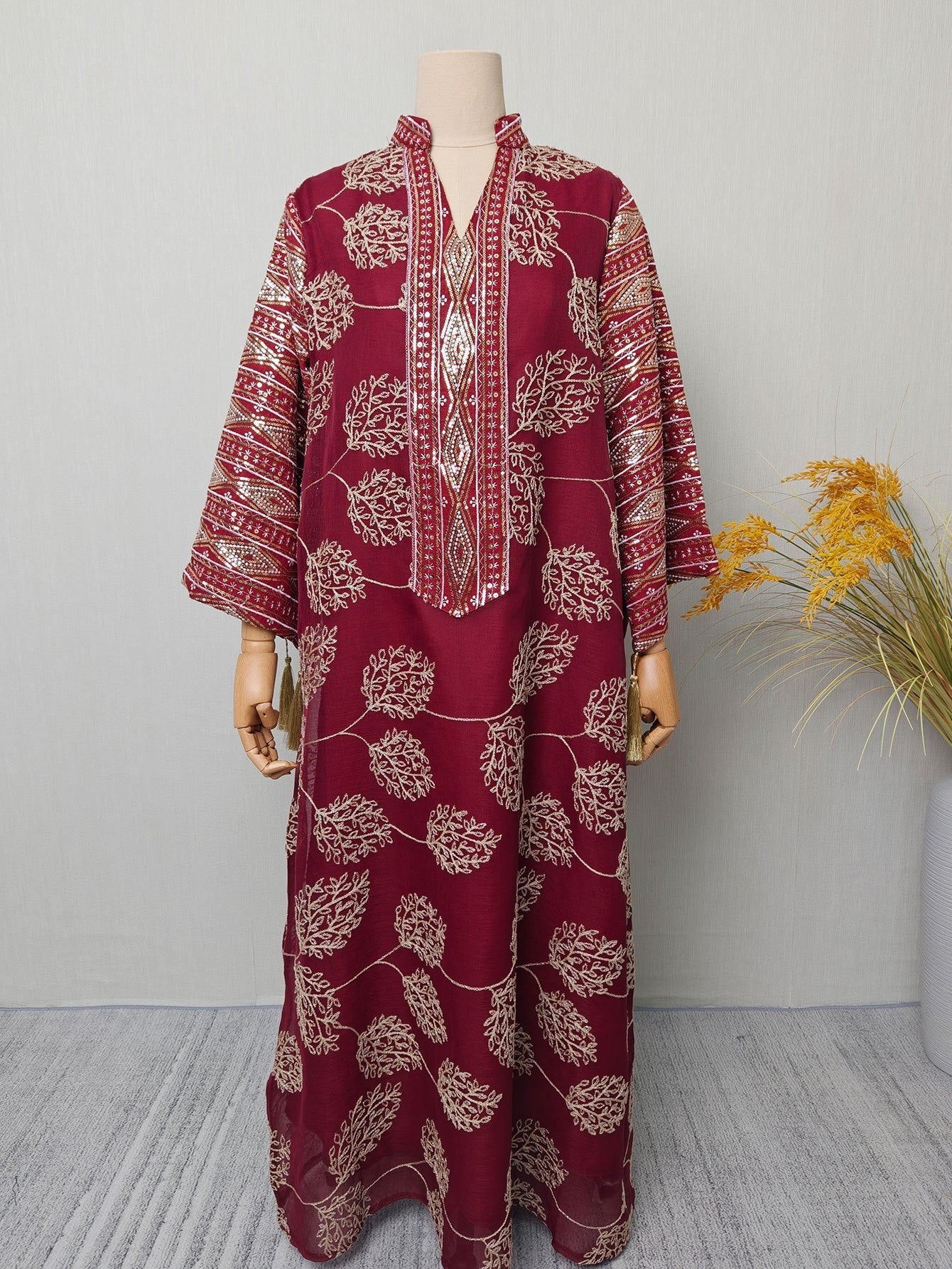Embroidered Mesh Maxi Dress