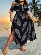 Plus-Size Bohemian Slit Maxi Dress
