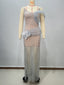 One-Shoulder Sequin Floor-Length Gown with Asymmetric Hem