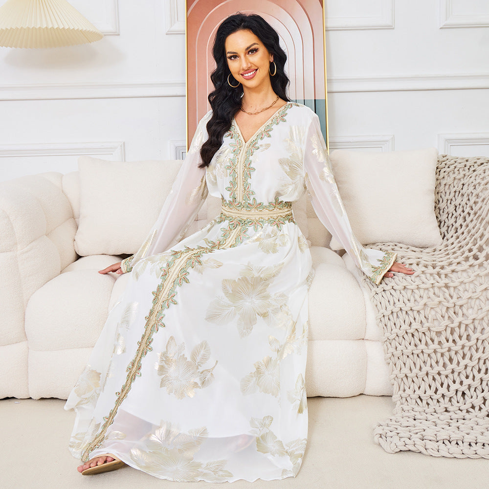 V-neck long sleeved dress