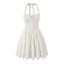 Floral Halter Pleated Mini Dress for Women, A-Line