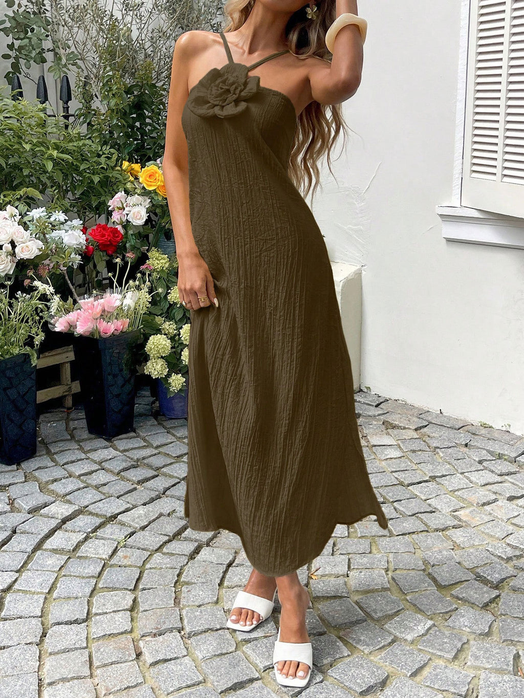 Backless Halter Maxi Dress