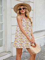 Floral print cami midi dress, sleeveless slip summer dress by Vilmere