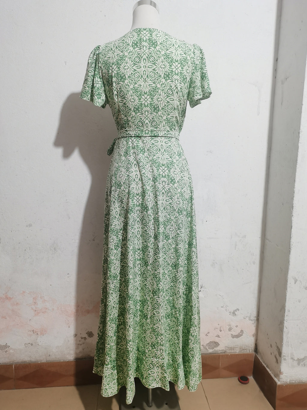 Floral V-Neck Irregular-Hem Maxi Dress