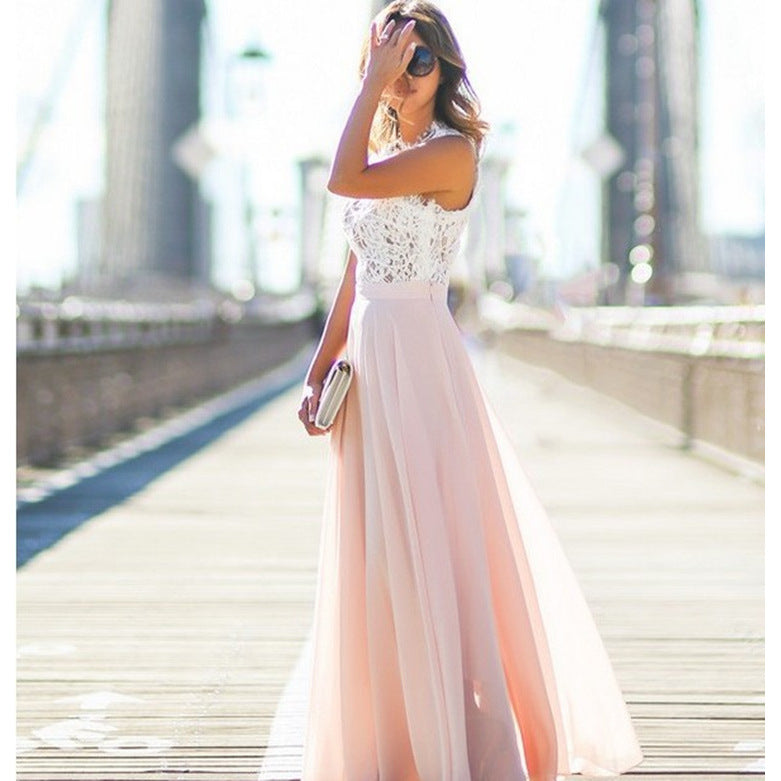 Lace Patchwork Sleeveless Maxi Dress Main image