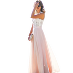 Lace Patchwork Maxi Dress for women with round neck and sleeveless