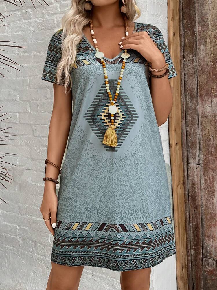 Geometric Print Mini Dress