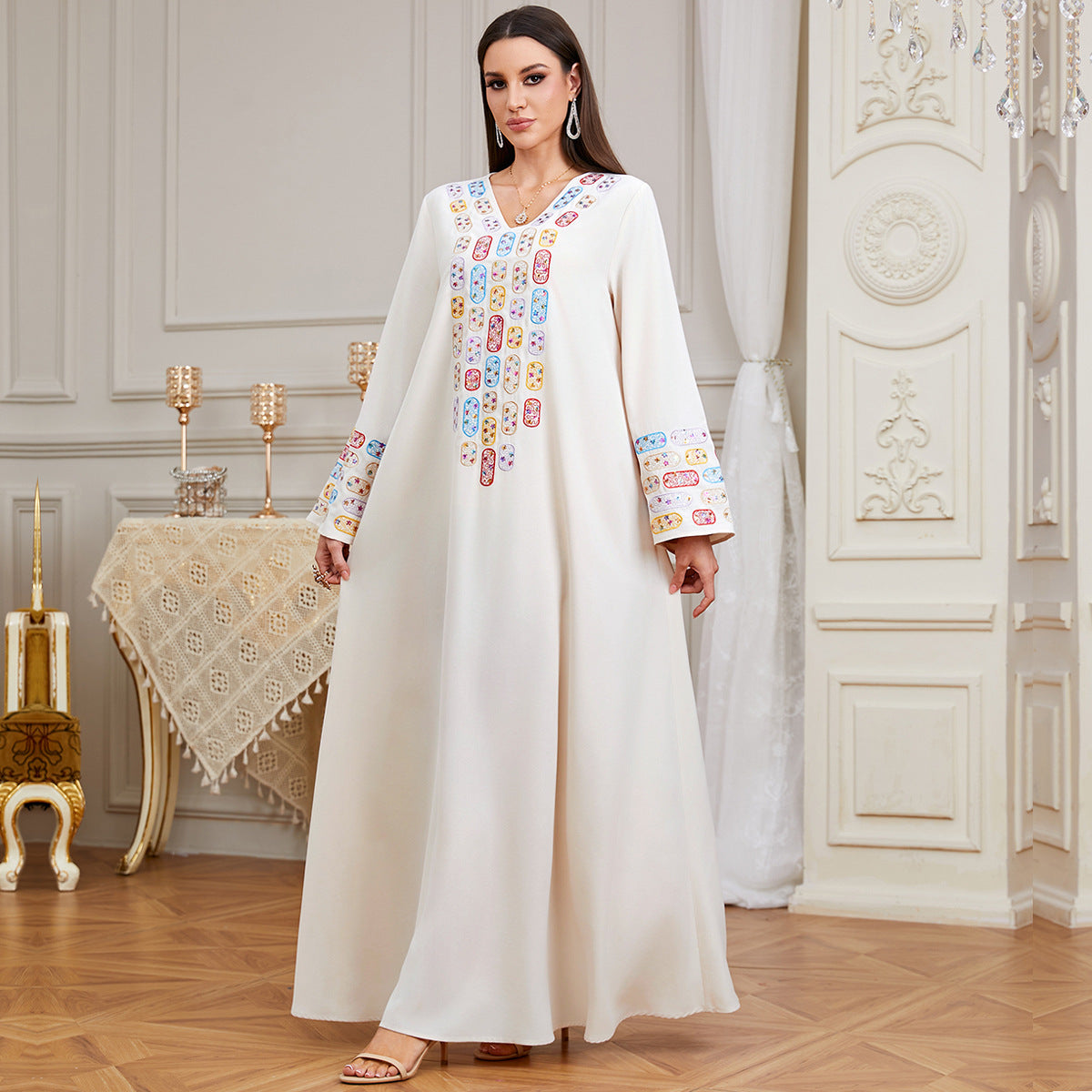 Sequin Embroidered Long-Sleeve Maxi Dress Secondary image