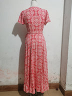 Floral V-Neck Irregular-Hem Maxi Dress