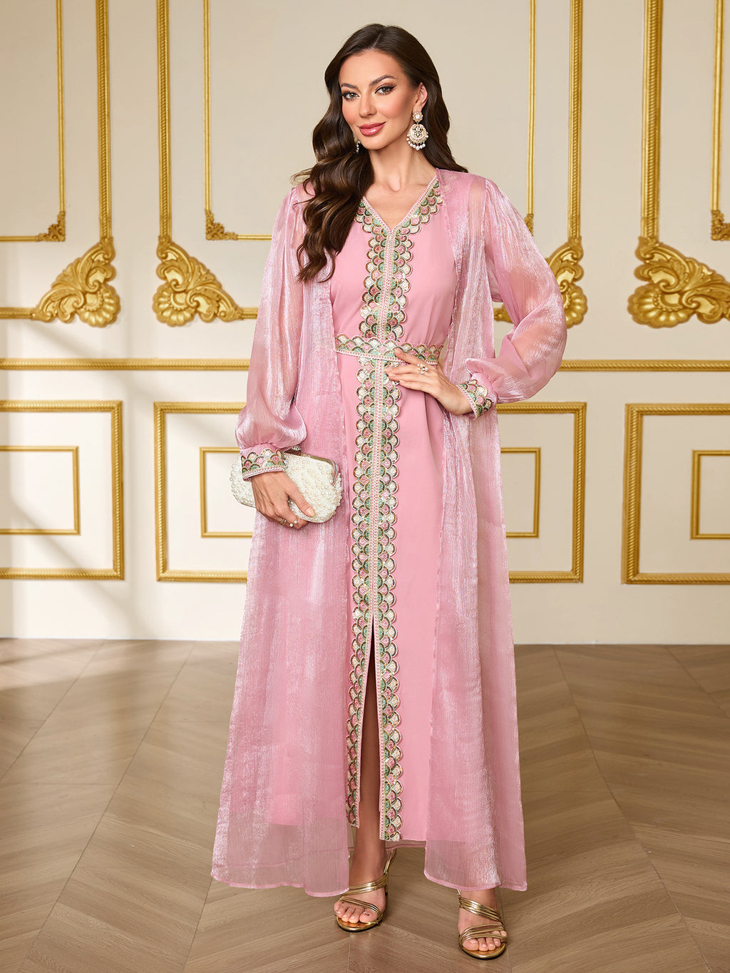Two-Layer Cardigan Maxi Dress