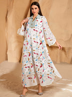 Beaded Embroidered Robe Maxi Dress