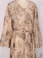 V-Neck Lace-Up Long-Sleeve Maxi Dress