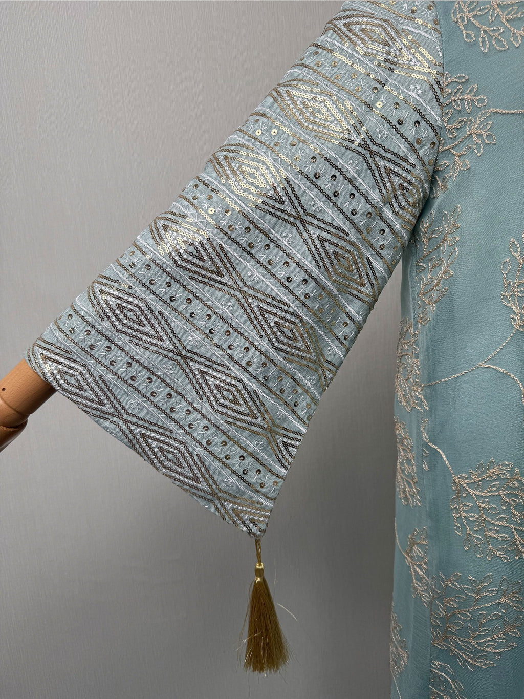 Embroidered Mesh Maxi Dress