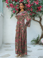 Printed Rhinestone Maxi Dress