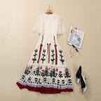 Embroidered Mesh High-Waist Midi Dress for Women