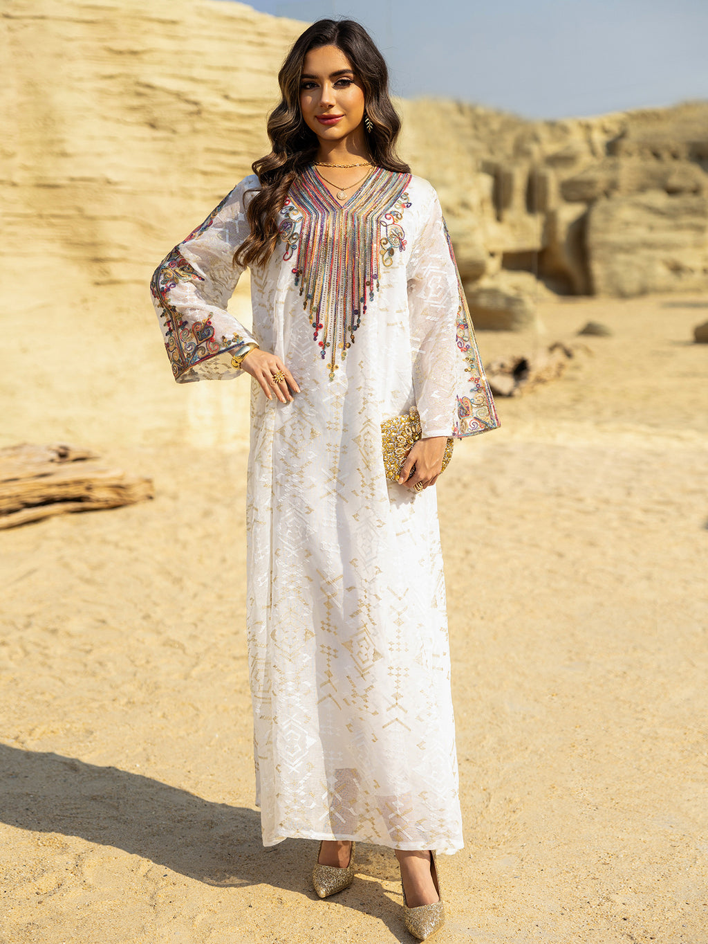 Embroidered Applique Maxi Dress