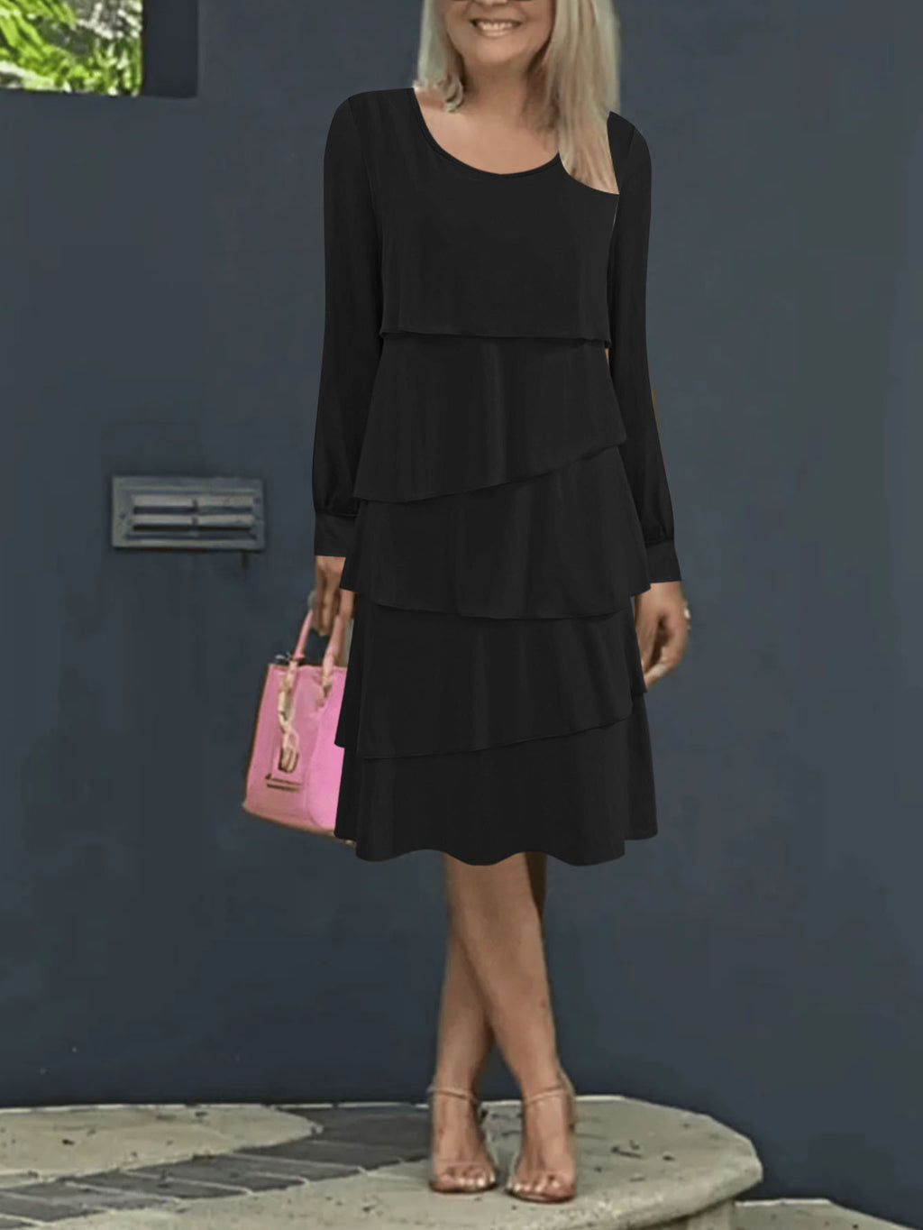 Pleated Cake Midi Dress