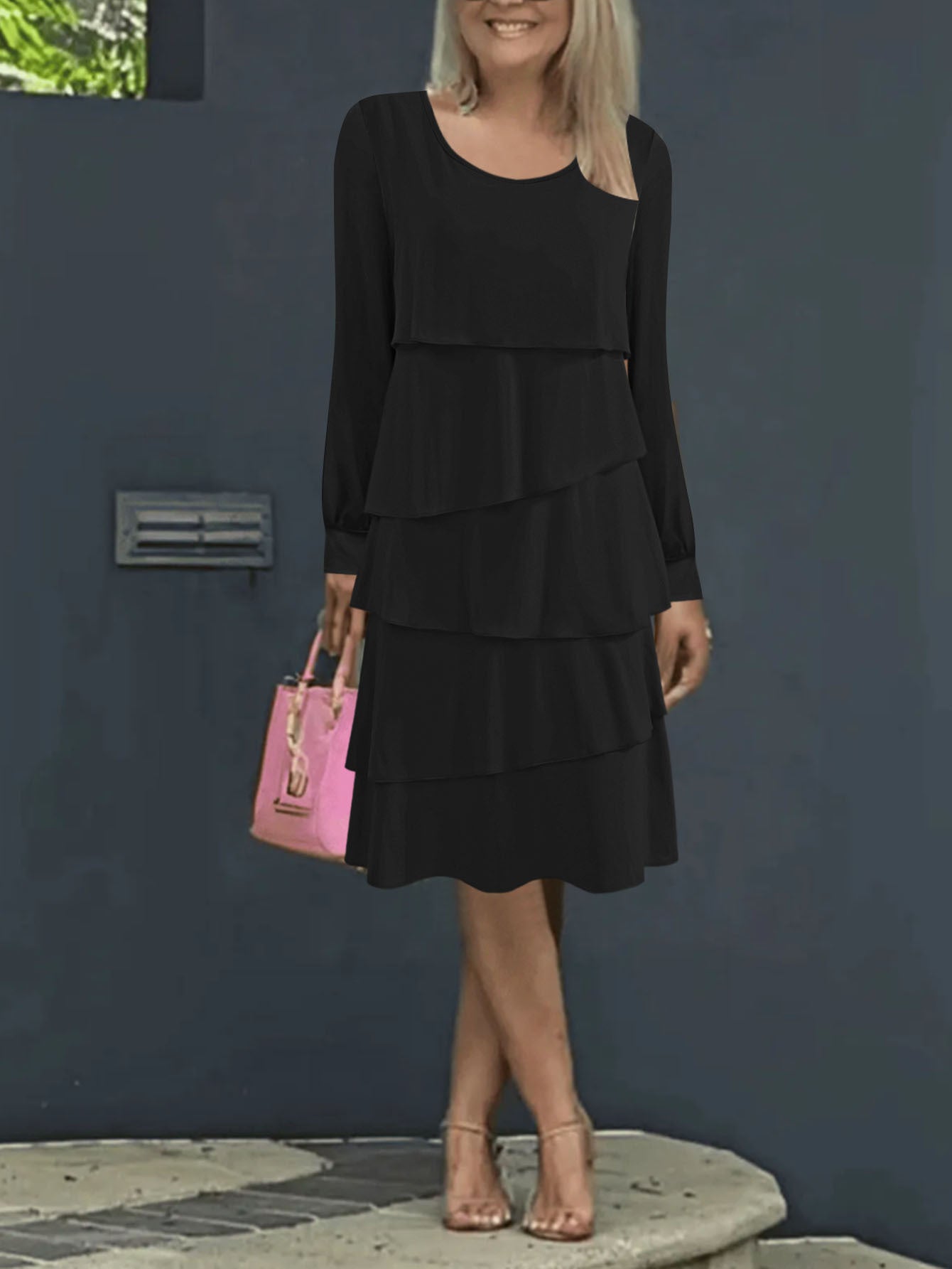 Pleated Cake Midi Dress