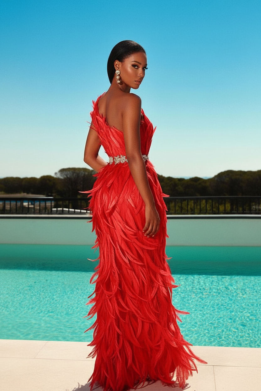 Ximena-Red One-Shoulder Sequin Dress Secondary image