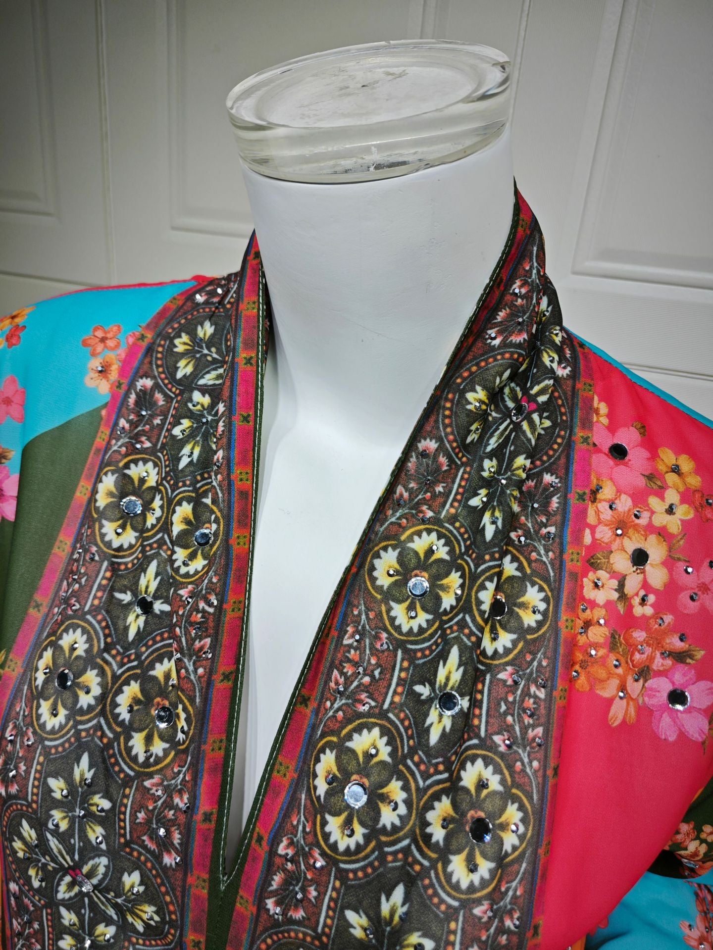 Rhinestone Printed Maxi Dress