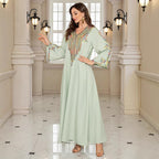 V-Neck Loose Long-Sleeve Maxi Dress