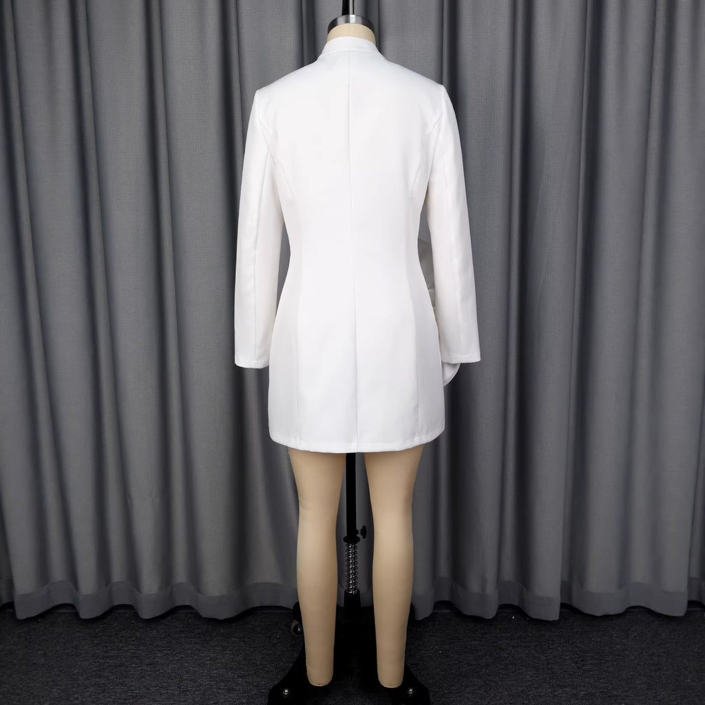V-Neck Long-Sleeve Mini Dress