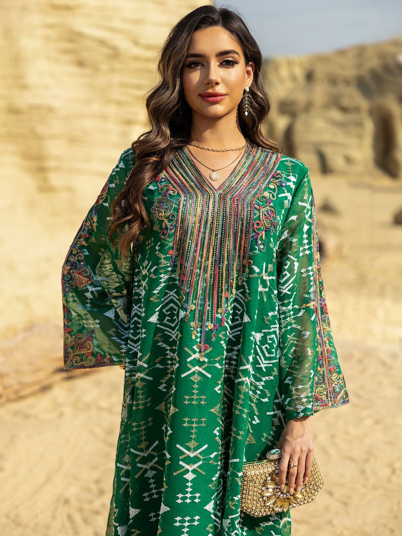 Embroidered Applique Maxi Dress