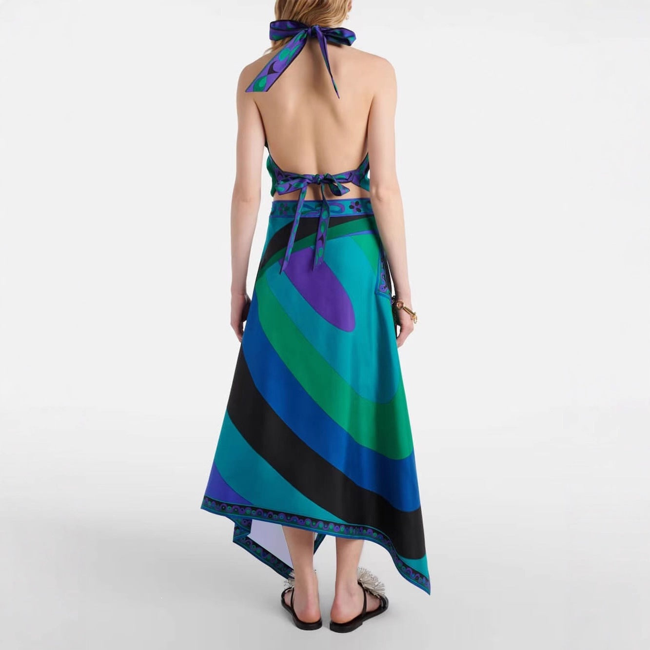 Backless Top and Irregular Skirt Two-Piece Set for Women Main image