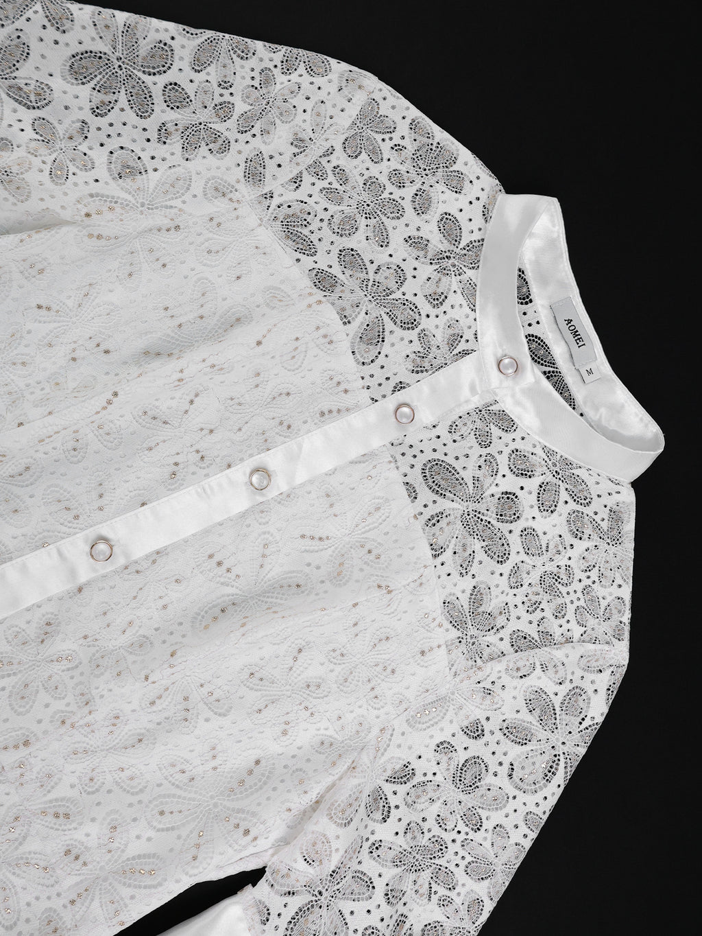 Lace Stand-Collar Midi Dress