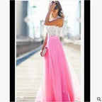 Lace Patchwork Sleeveless Maxi Dress for Women, Round Neck