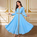 Lace Belted Chiffon Maxi Dress