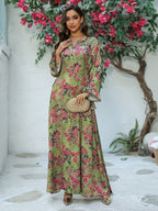 Printed Rhinestone Maxi Dress