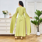 V-Neck Long-Sleeve Maxi Dress