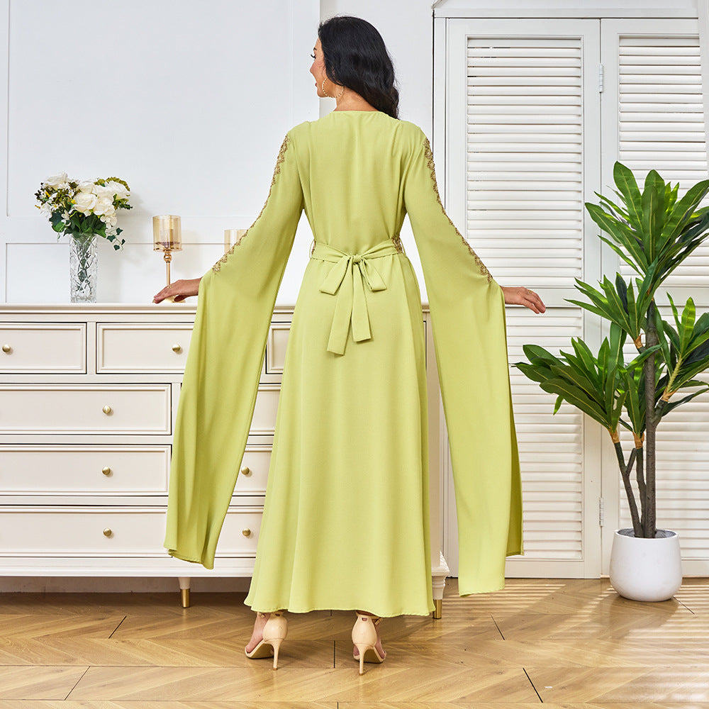 V-Neck Long-Sleeve Maxi Dress
