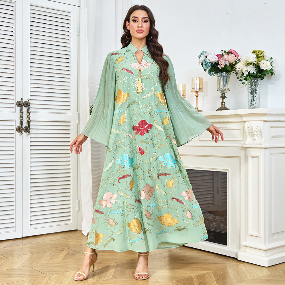 Embroidered bead tassel decorative long skirt