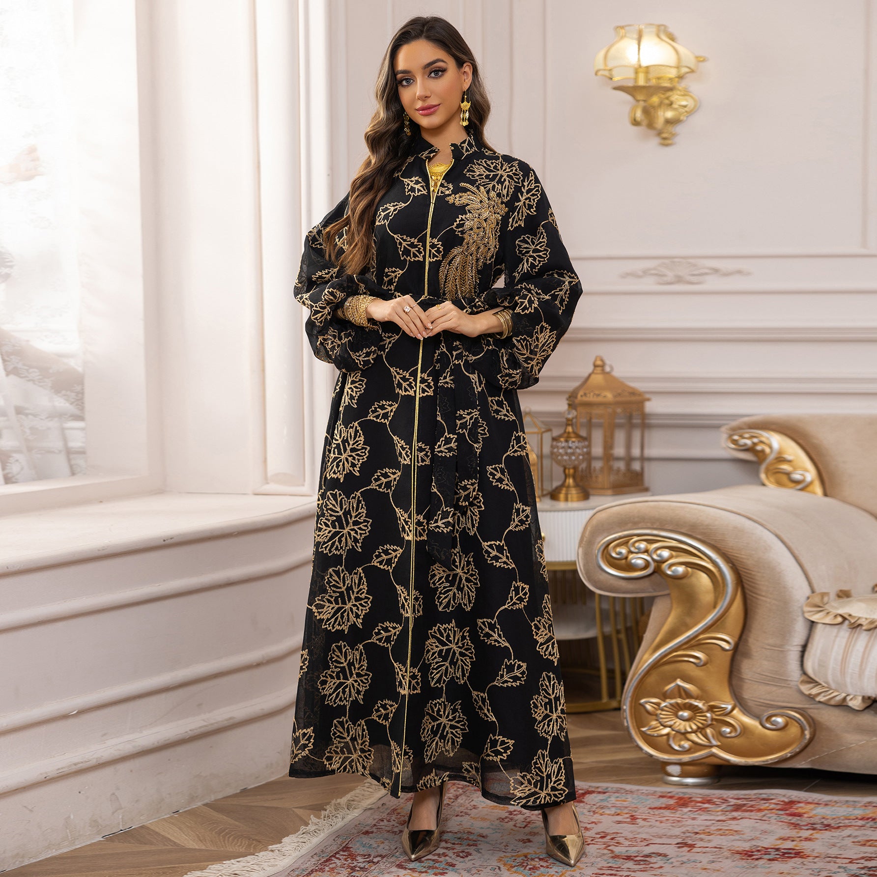 Embroidered Beaded Jalabiya Evening Gown Main image