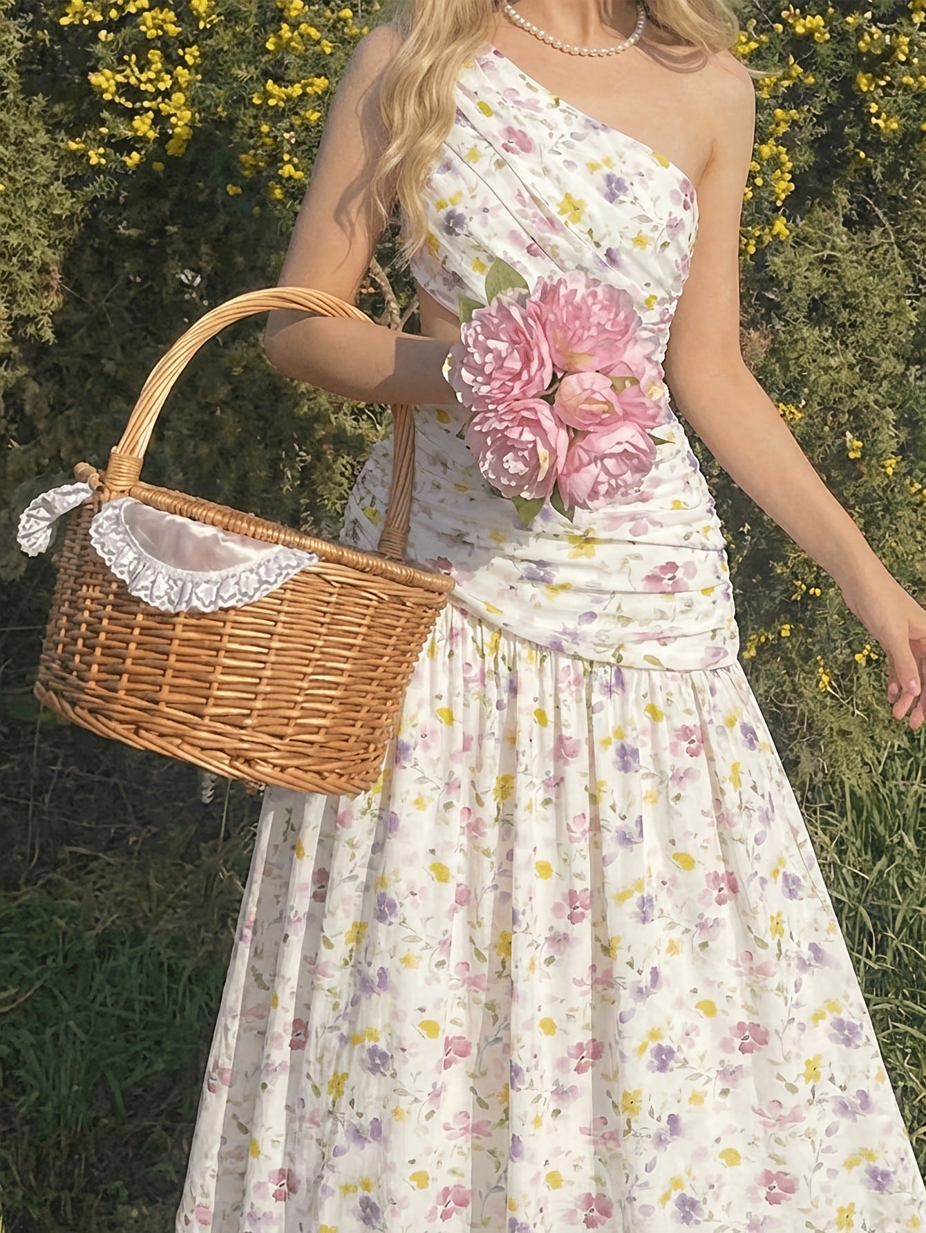 Floral One-Shoulder Maxi Dress