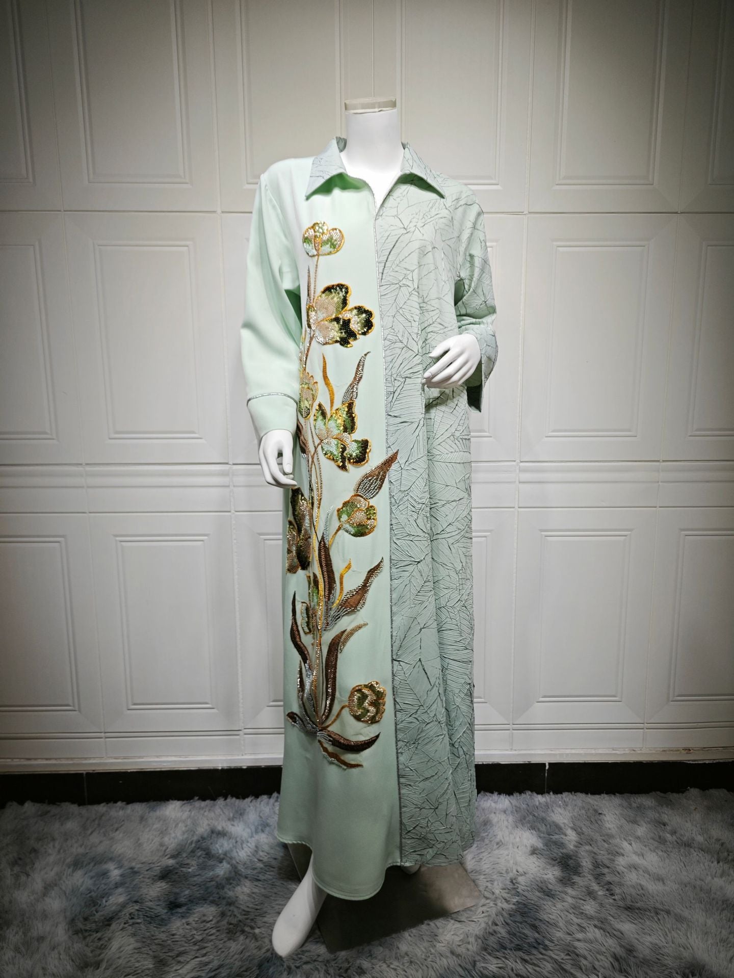 Sequin Embroidered Floral Maxi Dress